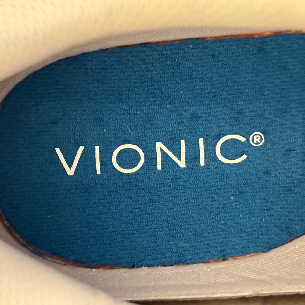 VIONIC Walk Max Lace Up Sneaker Ivory Red Blue Men Size 13 Sporty Casual Comfort